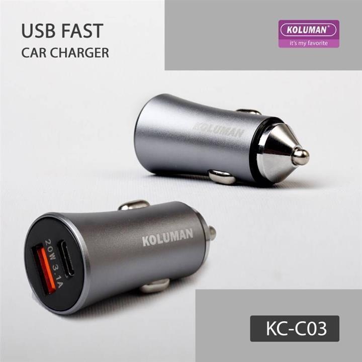 شارژر فندکی کلومن مدل 0 KC-C03 TC(car charger)20W PD